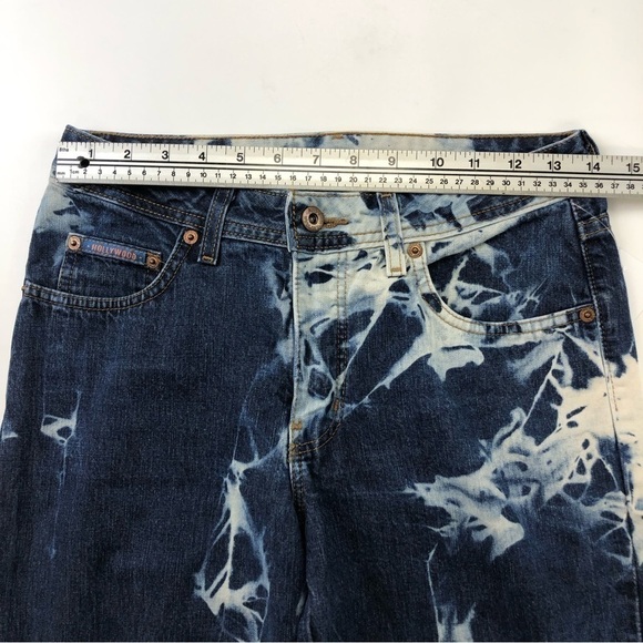 Vintage acid wash flare jeans HOLLYWOOD Size 28inches 80s 90s low rise - Picture 5 of 12